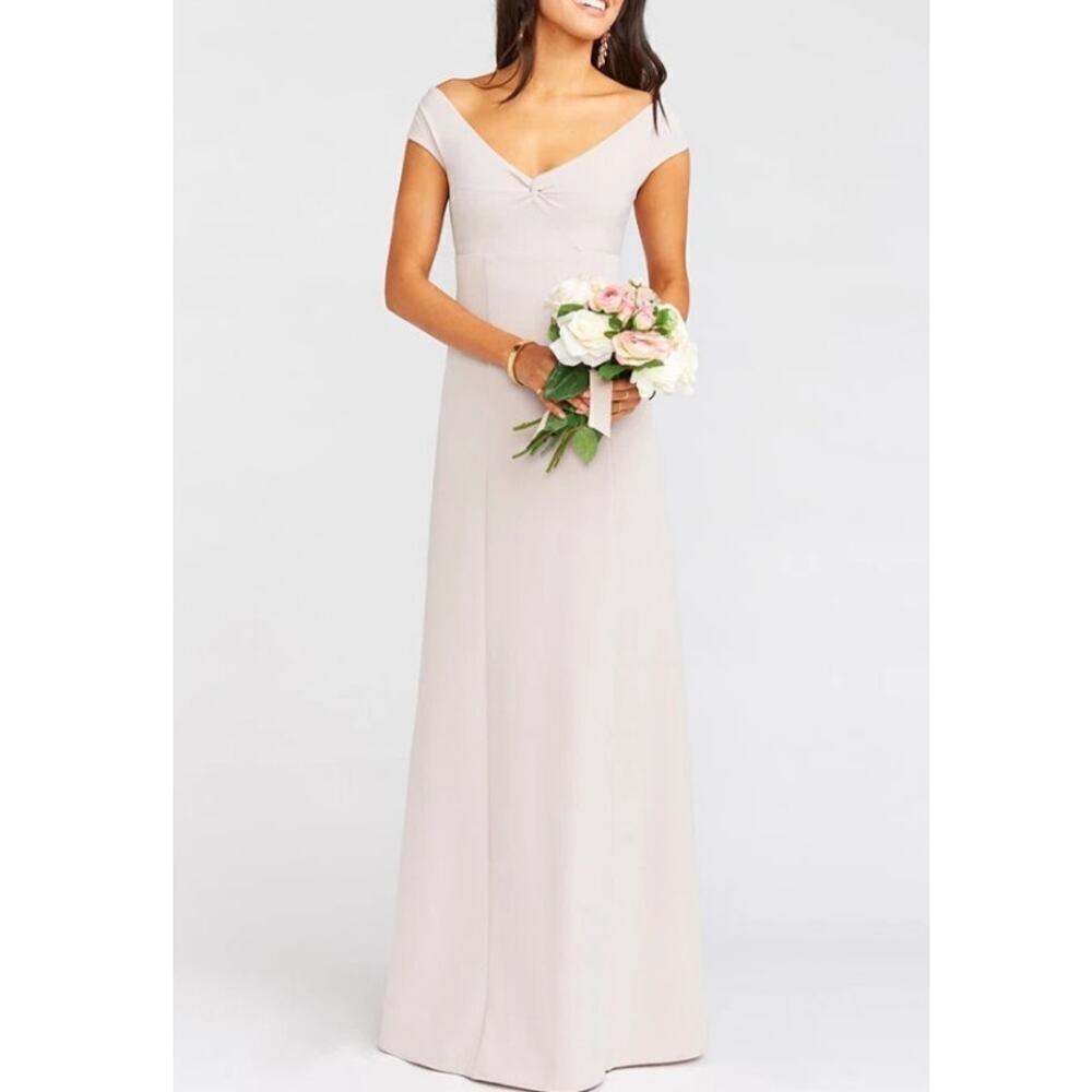 NWT Show Me Your Mumu Medium Gray Off Shoulder Zurich Knot Gown Dress Bridesmaid